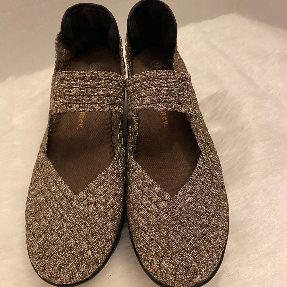 Bernie Mev Woven Women's Shoes in Metallic Golden Brown